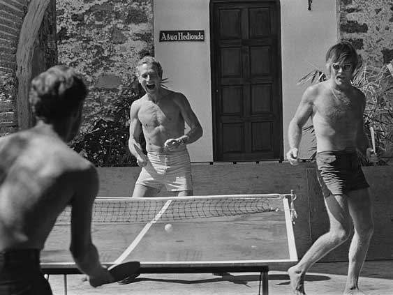 Paul Newman Robert Redford Playing Ping Pong Outdoors